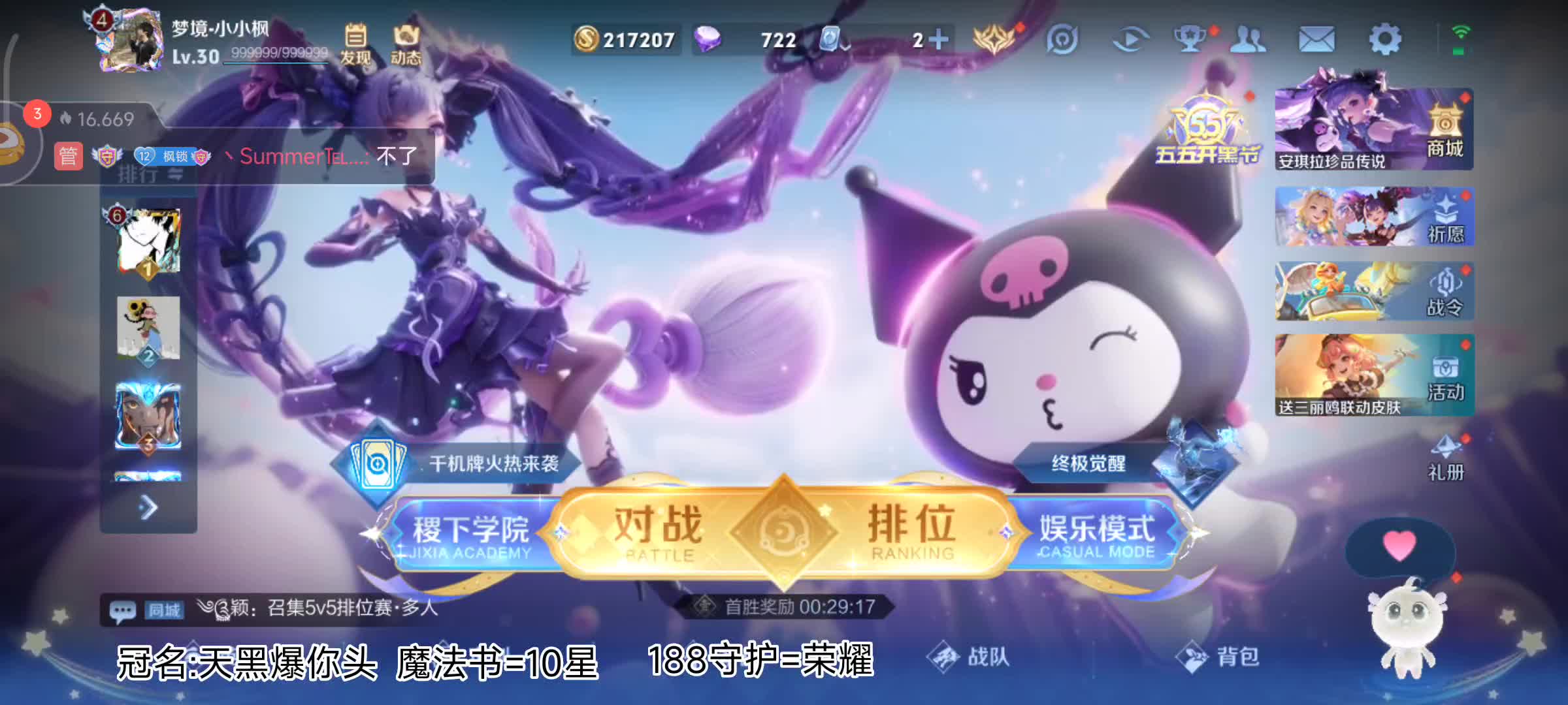 野王带粉进队99币10星188守护荣耀