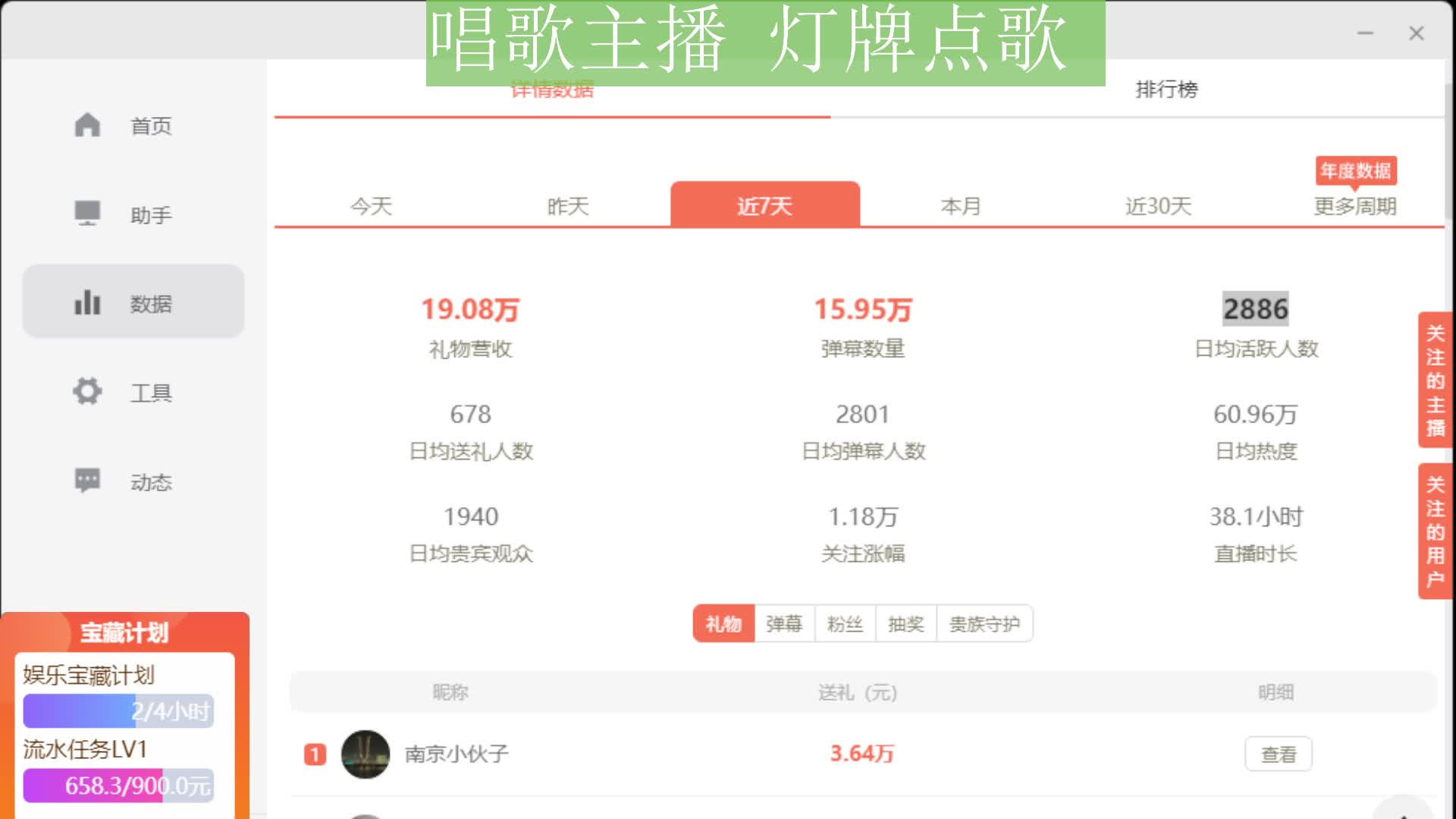 798数据主播上线了~